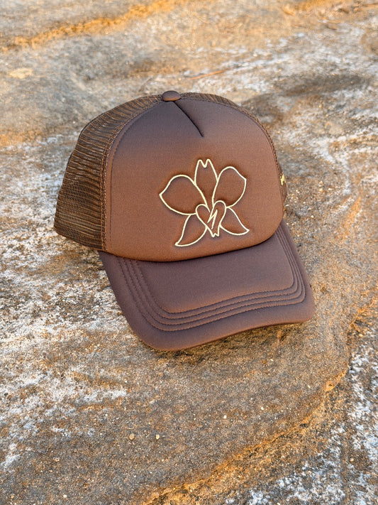 Brown Lightning Orchid Trucker